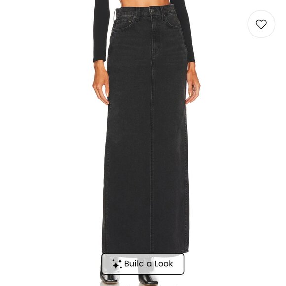 GRLFRND Amara Denim Maxi Pencil Skirt With Back Slit In Loleta Size 24 - Picture 2 of 16